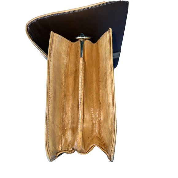 Vintage **TAN** Eel Skin CLUTCH w/DETACHABLE SHOULDER STRAP Purse - Picture 4 of 8